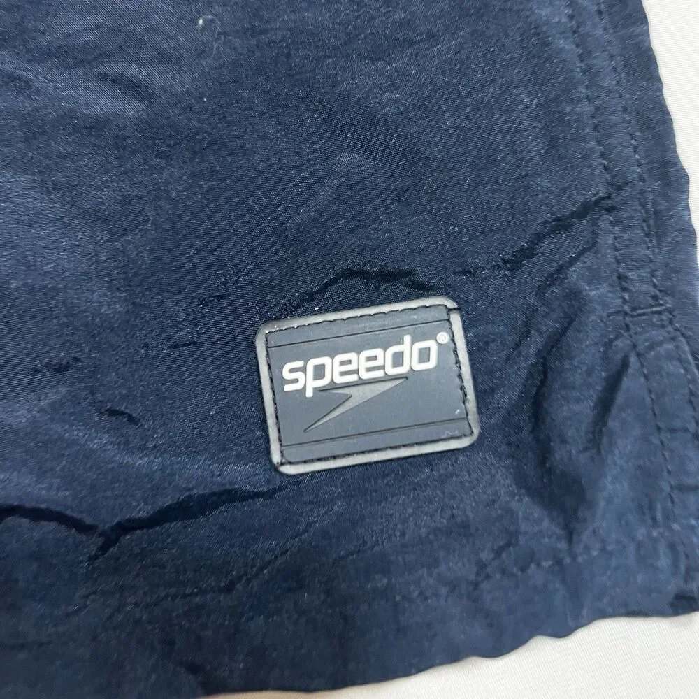 Speedo Mens Swim Trunks Shorts Navy Blue Size XL 100% Nylon Mesh Lined Pockets